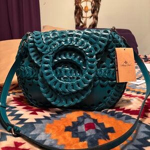 Patricia Nash NWT Pisticci Teal  Chain Link Handbag